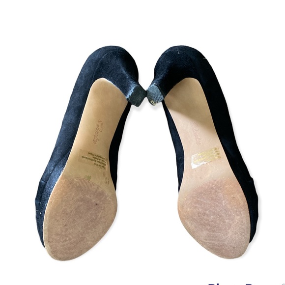 Clarks Delsie Joy Black Suede Heels - Picture 4 of 7